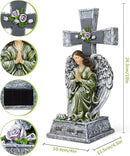 Yiosax-Solar Angels for Cemetery-Garden Statue Lights Decor - Before The Cross on One Knee Wings Praying Angel Figurine Bless You Cemetery Patio Lawn Yard Porch Decorations by GreenHaven Gardens
