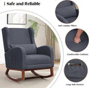 Nursery Rocking Chair, Rocking Chair Nursery with Foot Rest, Comfy Fabric Glider Rocker Nursing Chair with High Back for Nursing, Living Room, Bedroom, Grey by TinyTreasures Baby Boutique