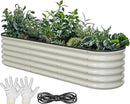 YITAHOME 17" Tall 6 in 1 Large Raised Garden Bed Kit, 6.5x2x1.4ft Galvanized Metal Planter Box with Gloves & Safety Rubber, Outdoor Above Ground Planters for Plants Vegetables Flowers, White by GreenHaven Gardens