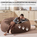 Bean Bag Chair 6Ft, Memory Foam Filled, Large Beanbag Chairs for Adults and Teens, Soft Sofa with Removable Flannel Cover, Round Couch for Living Room Bedroom College Dorm (Coffee, 6FT-67×67"×24") by CozyNest Decor