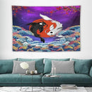 Houselerax Japanese Koi Fish Tapestry, Yin Yang Big Wave Cherry Blossom Tapestries Wall Hanging for Bedroom Living Room Office Decor 60"x40" by CozyNest Decor