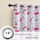 Unicorn Blackout Curtains for Girls' Bedroom - 2 Panels, Each W52×L84, 100% Blackout, Energy Efficient, Thermal Insulated, Noise Reducing, Pink Girls Curtains by TinyTreasures Baby Boutique