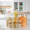 Urban Green Glass Jar with Bamboo Lids (2 sets 100oz) with Metal Scoop, Food Storage Containers with Airtight Lids, Glass Canisters sets, Flour Container Jar by CozyNest Decor