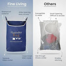 Fine Living Co. Large Hanging Laundry Hamper with Over Door Hooks & Adhesive, Durable Space Saving Laundry Bag with Zipper and Wide Open Top, Hanging Dorm Laundry Hamper (Navy Blue with Print-XL) by CozyNest Decor