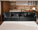 Oversized Modular Sofa, Extra Deep Cloud Corduroy Sectional Couch with Ottoman Chaise, Fluffy Chenille 4 Seater Sofa for Living Room, Villa (Basic 4 Seater, Corduroy Black) by CozyNest Decor