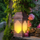 14" Solar Lanterns Outdoor Waterproof, Glass Flickering Flame Solar Lantern, Hanging Metal Lantern Decorative for Patio Front Porch Garden Backyard Tabletop Party Decoration by GreenHaven Gardens
