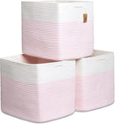 NaturalCozy 13x15x13 Kallax Storage Cubes, 3 Pack | Cotton Rope Cube Storage Bins Woven Baskets for Organizing | Kallax Insert Baskets for Shelves Organizer, Kids Toy, Pantry, Closet, Baby Nursery by TinyTreasures Baby Boutique