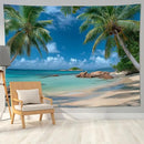 keowhsf Beach Summer Ocean Tapestry – Tropical Palm Trees Wall Hanging Decor with Blue Sky and Seaside Scenery, Nature Landscape Tapestry for Bedroom Living Room Dorm by CozyNest Decor