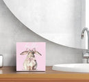 SRADMO Pink Coquette Bow Hello Bunny Wood Box Sign Desk Decor, Bunny Decorations, Easter Theme Wooden Block Box Sign Decoration for Home Office Shelf Table Decor by CozyNest Decor