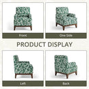 Floral Accent Armchair Set of 2, Retro Wingback Upholstered Armchair with Wide Dipped Back Design and Wooden Legs, High Back Armchair, Leisure Single Sofa Chair for Living Room, Bedroom, Green by CozyNest Decor