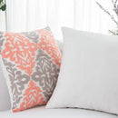 HWY 50 Coral Pink Decorative Throw Pillow Covers 18x18 Inch (1 Piece), Embroidered Cotton Farmhouse Cushion Cover Pillow Case for Sofa Couch Living Room Bed Bedroon, Floral Geometric by CozyNest Decor