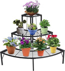 DOEWORKS 3 Tier Plant Stand Flower Pot Rack, Quarter Round Plant Corner Shelf Planters Display Holder orchid shelves for Indoor Outdoor Use, Black by GreenHaven Gardens