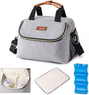 Breastmilk Cooler Bag with Ice Pack Fits 6 Baby Bottles up to 9 Ounce, Wearable Breast Pumps Cooler Bag for Nursing Mom Daycare, Work, Travel- Grey by TinyTreasures Baby Boutique