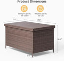 158 Gallon XL Deck Box with Lid, All Weather Wicker Outdoor Storage Box Waterproof, Large Outdoor Patio Storage Bin for Cushions, Garden Tools, Gears, Pool Accessories, Brown by CozyNest Decor