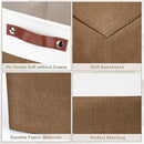Large Fabric Storage Baskets | 50L Storage Bins, Decorative Linen Closet Baskets with Handles for Organizing, Shelf, Toys, Clothes, Home, Office, Nursery, 17x12x15Inches (Brown&White) by CozyNest Decor