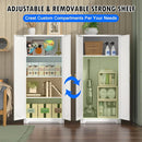60" Tall Kitchen Pantry Cabinet, Metal Pantry Cabinet with Doors and Adjustable Shelves, White Utility Storage Cabinet with Handles for Dining Room, Bathroom, Laundry Room - Assemble Required