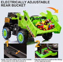 24V Ride On Dump Truck, 24inch-2 Seater Ride On Car for Kids w/Remote Control 4WD/2WD Up to 5 Mph, 24v Ride on Toys for Big Kids w/Electric Dump Bed Extra Shovel Traffic Cones (Green) by TinyTreasures Baby Boutique