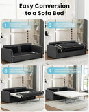Queen Size Pull Out Sofa Bed, Convertible Sleeper Sofa Couch with Pullout Bed, 2 in 1 Sofa Bed Couch with Memory Foam Mattress for Living Room Office, Space-Saving, Dark Grey by CozyNest Decor