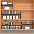 iPEGTOP 2 Pack Expandable Cabinet Storage Shelf Organizer Rack, Heavy Duty Steel Metal Spice Rack Adjustable Height Office Garage Pantry Shelf Space Riser for Counter Kitchen Organization, Black by CozyNest Decor