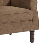 UIXE High Back Accent Chairs Set of 2, Upholstered Armchair in Fabric, Retro Wingback Arm Chair for Living Room, Comfy Single Sofa Bedroom Reading Seat with Solid Wood Legs - Brown by CozyNest Decor