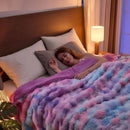 Lotus Karen Faux Fur Throw Blanket Tie-Dye Purple Rainbow - Big Bubble Rabbit Fluff Blanket for Couch, Small Fluffy Fuzzy Cozy Blanket,Thick Furry Plush Shaggy Blankets,60x80 Inches by CozyNest Decor