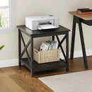 ChooChoo End Table, 24 Inch End Table with 2-Tier Storage Shelf, Side Table for Living Room, Wood Nightstand for Bedroom, Office, Painted Surface, Black by CozyNest Decor