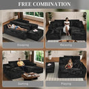 Modular Sectional Sofa Cloud Sectional Couch, 107" Comfy Fluffy U Shaped Black Couches for Living Room, Deep Seat Memory Foam Plush Corduroy Boneless Couch Sectionals with Right Facing Chaise Sofa by CozyNest Decor