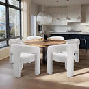 White Boucle Dining Chairs Set of 6, Modern Barrel Dining Room Chairs Upholstered Faux Fur Accent Chair with Arms and Round Back for Living Room Kitchen Armchair No Assembly Needed by CozyNest Decor