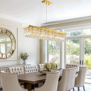 10 Lights Modern Crystal Chandelier, Gold K9 Rectangle Rectangular Chandeliers,Luxury Flush Mount Pendant Ceiling Light for Dining Room Kitchen Island L47''xW10''xH10'' by CozyNest Decor