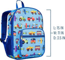 Wildkin ECO rPET Kids Backpack – Recycled, Padded, Adjustable for School & Travel – Trains, Planes & Trucks by TinyTreasures Baby Boutique