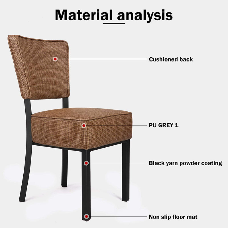 Classic Dining Chair Set of 2, Modern Style Family Leisure Chair with Stainless Steel Legs, PU Leather High Back Side Chair, Coffee