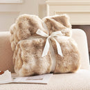Cozy Bliss Faux Fur Throw Blanket for Couch, Fuzzy Soft Plush Thick Bubble Blanket for Sofa Bedroom Living Room, 50 * 60 Inches Tie-dye Beige by CozyNest Decor