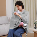 Nursing Cover for Breastfeeding, 360°Full Coverage Nursing Poncho, Rayon Soft & Breathable Breastfeeding Cover up (Smooth Rayon, Knit Grey) by TinyTreasures Baby Boutique