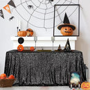 SquarePie Sequin Tablecloth 90 x 156 Inch Black Sparkly Table Linen for Wedding Halloween Party by CozyNest Decor