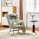 Nursery Rocking Chair,300Lb Glider Chair with Wood Legs/Two Side Pockets,Teddy Upholstered Glider Rocker with Padded Seat High Backrest for Living Room/Bedroom/Nursery by TinyTreasures Baby Boutique