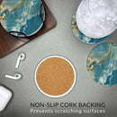 Emerson Coasters for Drinks Absorbent – Natural Stone Drink Coasters Set with Holder, Coasters for Coffee Table, Wooden Tabletop Protection Marble Style – 100% Heavy Duty Set of 6 (Seaside) by CozyNest Decor