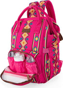 Wrangler Aztec Backpack Organized Daypack Travel Baby Bag with Stroller Strap and Side Bottle Pockets by TinyTreasures Baby Boutique