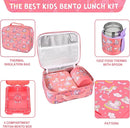 Bento Lunch Box Set With 10oz Soup Thermo, Leak-proof Lunch Containers with 4 Compartment, Kids Hot Thermo Food Jar/Insulation Lunch Bag, Food Containers for School by TinyTreasures Baby Boutique