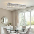 Modern Crystal Chandelier, 8-Lights Rectangle Chandelier Rectangular Flush Mount Pendant Ceiling Light Fixture K9 Crystal Raindrop Chandeliers for Dining Living Room Kitchen Island 𝐋𝟒𝟎 𝐈𝐧𝐜𝐡 by CozyNest Decor