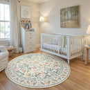 Wonnitar Floral Round Rugs 6ft, Boho Large Machine Washable Circle Rug, Low Pile Soft Flower Botanical Print Beige Round Carpet for Living Room Bedroom Dorm Sunroom by TinyTreasures Baby Boutique