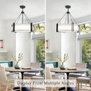 20.4''Drum Chandelier,5-Light Fabric Modern Chandeliers,Black Farmhouse Round Pendant Light Fixture for Dining Room Kitchen Island Living Room Bedroom Hallway by CozyNest Decor