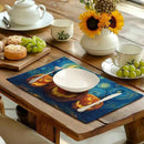 Halloween Placemats Set of 4 Pumpkin Vincent Van Gogh Starry Night Art Linen Table Mats 12x18 Inch Jack O Lantern Farmhouse Place Mats for Party Kitchen Dining Outdoor Indoor Decor by CozyNest Decor