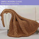 Bigacogo Chunky Knit Throw Blanket for Couch, 40x80 inches, 100% Hand Knitted with Thick Jumbo Chenille Yarn, Cozy Soft Large Rope Knot Cable Crochet Blankets for Sofa Bed Living Room, Caramel by CozyNest Decor
