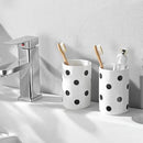 Black Polka Dot Ceramic Toothbrush Holders White - 2 Cups Toothbrush Holders for Bathrooms Toothbrush Toothpaste Holders, White Bathroom Tumbler Cups, Reusable Toothbrush Cups by CozyNest Decor