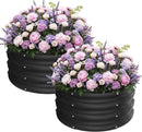 ZXZYHFTY Round Galvanized Raised Garden Bed kit,Black Outdoor Garden Raised Planter Box, Round Large Metal Raised Garden Beds for Vegetable 2 * 2 * 1ft 2 Pcs by GreenHaven Gardens