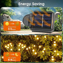 luckystyle Solar Garden Lights 4 Pack,2 Lighting Modes Fairy Lights with Artificial Green Leaves & Branches,32 LED Big Bulb Solar Lights Outdoor Waterproof Firefly Light for Yard Pathway Patio Decor by CozyNest Decor