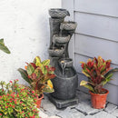 35.83''H Indoor Outdoor Modern Water Fountain 6-Tiers Garden Cascading Fountains Curve Shape Floor Standing Waterfall Water Feature with LED Light for Yard Deck Patio Home Art Decor by GreenHaven Gardens