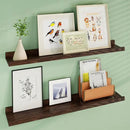 Floating Picture Ledge Shelves 36 Inch Solid Oak Wood Set of 2, Rustic Wall Storage Shelves with Lip, Kids Bookshelf, Photo & Picture Ledge Shelves for Bedroom, Living Room, Kitchen by CozyNest Decor