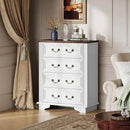 WLIVE Farmhouse Dresser for Bedroom, Tall Wood Dresser with 4 Drawers, Chest of Drawers with Roman Metal Handle for Living Room, Hallway, Closet, White by CozyNest Decor