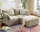 Oversized Loveseat Sofa, Modern Modular Sectional Couch Beige Fluffy Chenille Mid Century 2-Seat 24.5" Deep Seat for Apartment, Living Room, Bedroom by CozyNest Decor